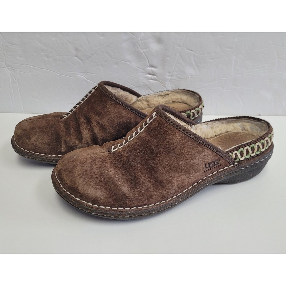 UGG Kohala Brown Leather clog slipper Women's Mule Shoes Size 8 - Picture 2 of 8